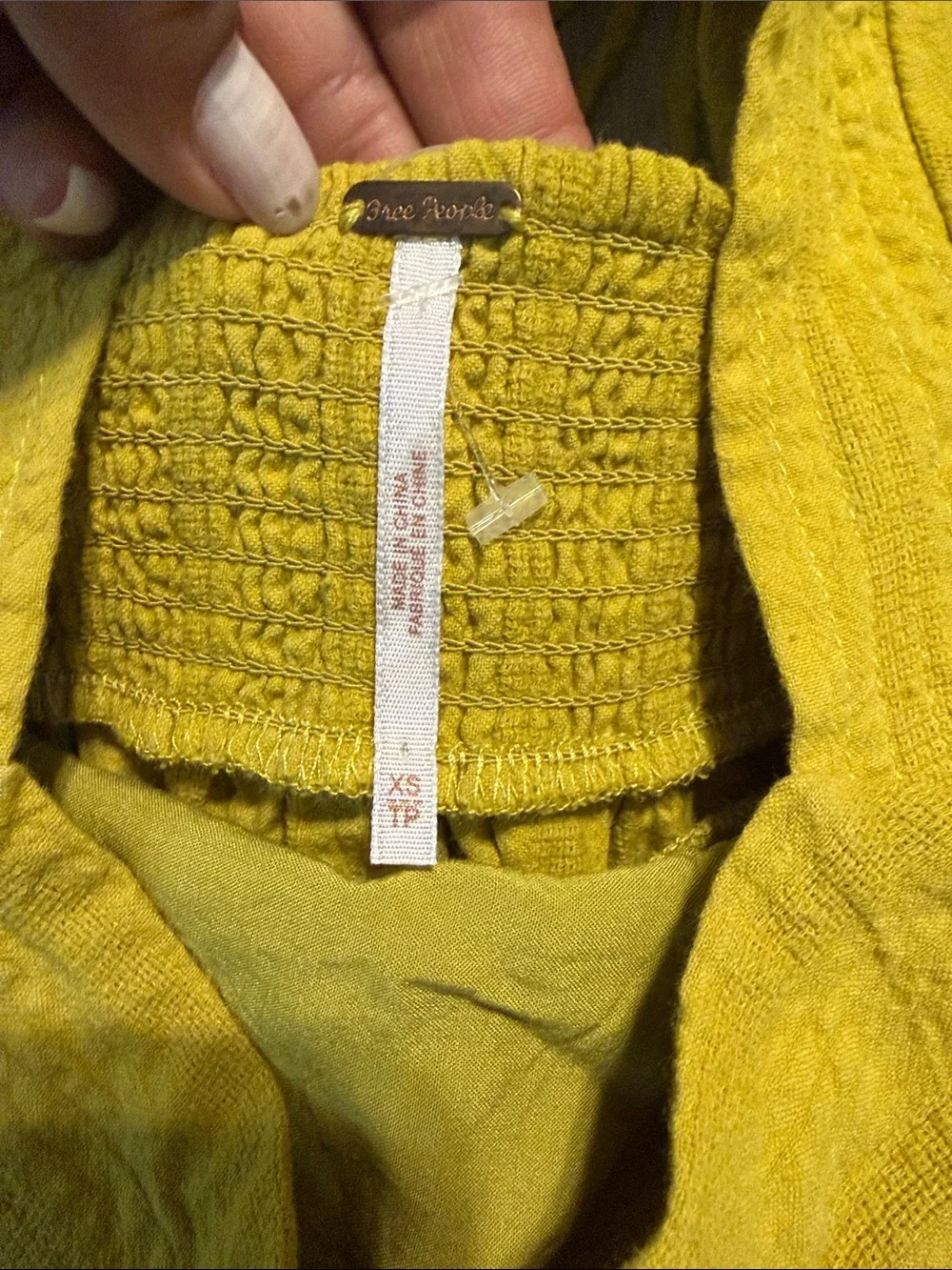 Free People Blouson Mustard Puff-Sleeve Square Neck